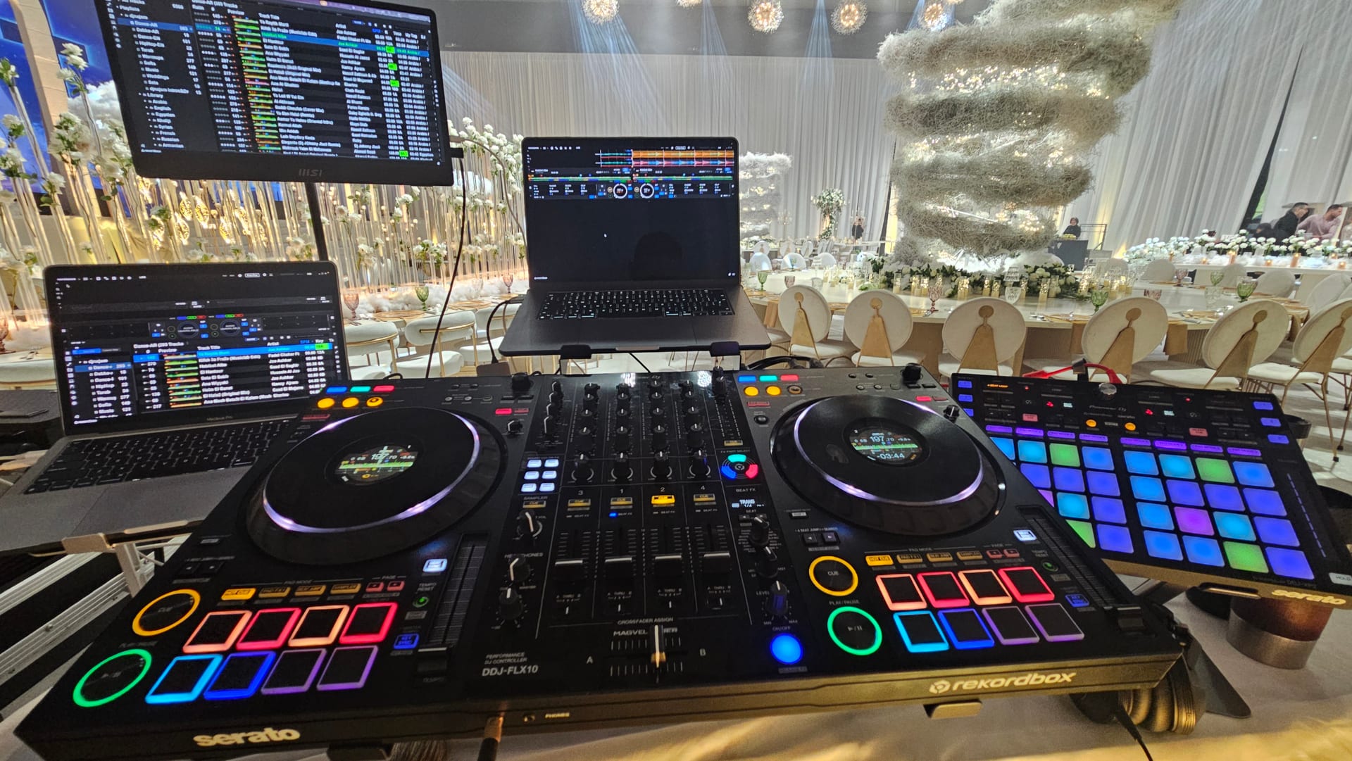 DJ Najem's Pioneer DDJ-FLX10 setup lit up mid-set on New years eve Live On LBC International